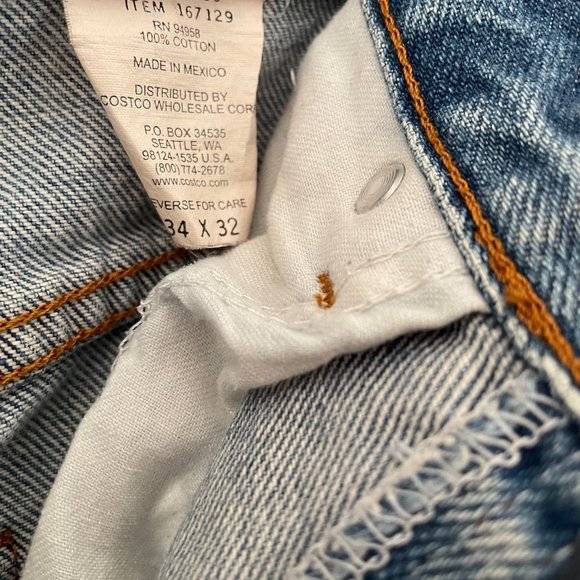 Kirkland Signature Straight Leg Jeans Men's 34x32 Blue Medium Wash 5-Pocket - Picture 3 of 3